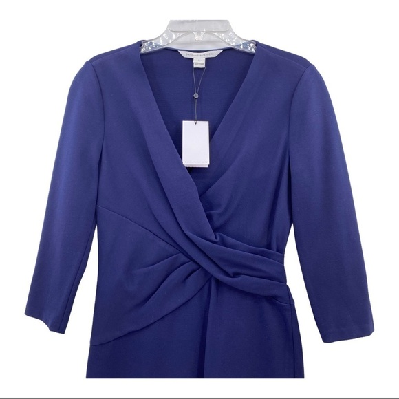 Diane Von Furstenburg Leora Stretch-Crepe Dress Navy Women’s Size 6 - Picture 6 of 16
